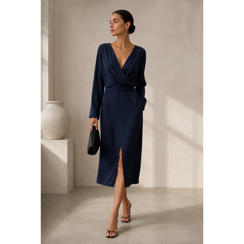 Humanoid Shint Dress Midi Long Sleeve Cupro Blend Size S Minimalist